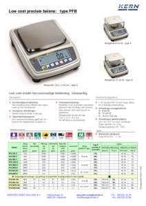 Low cost precisie balans: type PFB  Weegvlak 8 cm Ø, type A Weegvlak 12 cm Ø, type B Weegvlak 15,5 x 14,5 cm, type C