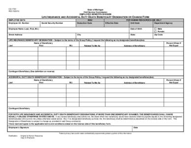 CS-1781 REV[removed]State of Michigan Civil Service Commission