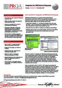 Integration for IBM Rational Rhapsody  C Products: QA·C | QA·C++ | QA·Verify | S101