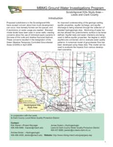 MBMG Ground Water Investigations Program Scratchgravel Hills Study Area— Lewis and Clark County Introduction Proposed subdivisions in the Scratchgravel Hills