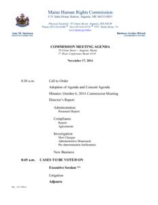 November 17, 2014 Commission Meeting Agenda
