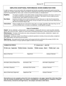 EMPLOYEE EXCEPTIONAL PERFORMANCE AWARD NOMINATION FORM