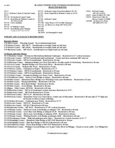 [removed]BLANKET PERMIT FOR OVERSIZE/OVERWEIGHT SELECTED ROUTES  WV 2