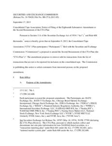 Notice of Filing of the Eighteenth Substantive Amendment to the Second Restatement of the CTA Plan