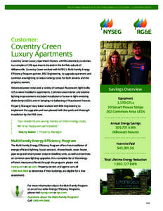 MULTI-FAMILY ENERGY EFFICIENCY PROGRAM SUCCESS STORY — COVENTRY GREEN  Customer: Coventry Green Luxury Apartments