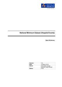 National Minimum Dataset (Hospital Events)  Data Dictionary Version Date