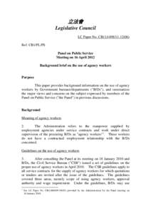 立法會 Legislative Council LC Paper No. CB[removed]) Ref: CB1/PL/PS Panel on Public Service Meeting on 16 April 2012