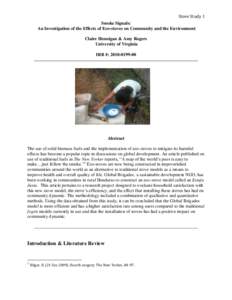 Stove Study 1 Smoke Signals: An Investigation of the Effects of Eco-stoves on Community and the Environment Claire Hennigan & Amy Rogers University of Virginia IRB #: [removed]