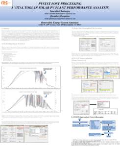 PVSYST POST PROCESSING A VITAL TOOL IN SOLAR PV PLANT PERFORMANCE ANALYSIS Saurabh Chatterjee email:   Jitendra Morankar