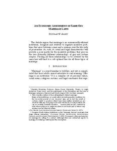 AN ECONOMIC ASSESSMENT OF SAME-SEX MARRIAGE LAWS DOUGLAS W. ALLEN*