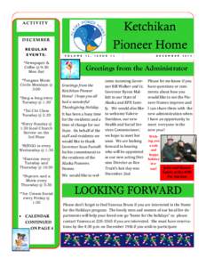 Ketchikan Pioneer Home ACTIVITY  DECEMBER