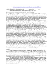 Southern Campaign American Revolution Pension Statements & Rosters Pension Application of Thomas Estes W1160 Cynthia Estes Transcribed and annotated by C. Leon Harris. Revised 17 Jan[removed]VA