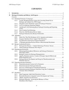 DOE Hydrogen Program FY2004 Progress Report Table of Contents
