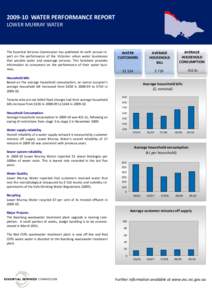    2009‐10  WATER PERFORMANCE REPORT   LOWER MURRAY WATER   The Essential Services Commission has published its sixth annual re‐