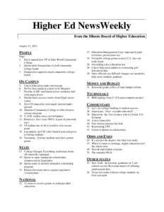 Higher Ed NewsWeekly from the Illinois Board of Higher Education August 11, 2011 PEOPLE Page
