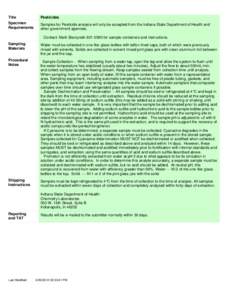 Title  Pesticides Specimen Requirements