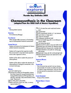 Chemosysnthesis in the Classroom