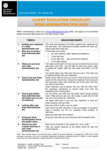 REMOTE HEALTH ATLAS – Section #: TITLE  (SPACE TO RIGHT FLUSH) INFORMATION SHEET – TITLE CLIENT EDUCATION CHECKLIST DOSE ADMINISTRATION AIDS