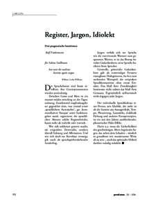 Jargon  Register, Jargon, Idiolekt Drei pragmatische Intuitionen  Ralf Frodermann