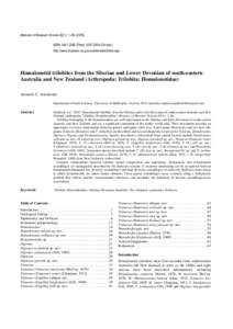 Homalonotid trilobites from the Silurian and Lower Devonian of south-eastern Australia and New Zealand (Arthropoda: Trilobita: Homalonotidae)