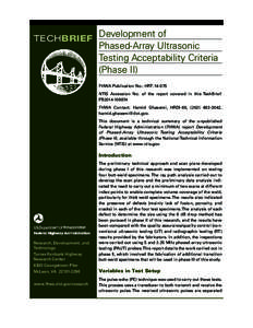 TECHBRIEF  Development of Phased-Array Ultrasonic Testing Acceptability Criteria (Phase II)