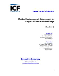Green Cities California  Master Environmental Assessment on Single-Use and Reusable Bags March 2010