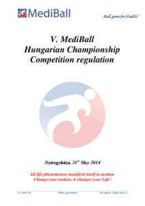 „Ball game for Health!”  V. MediBall Hungarian Championship Competition regulation