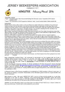 JERSEY BEEKEEPERS ASSOCIATION Instituted in 1917 NEWSLETTER  February/March 2014