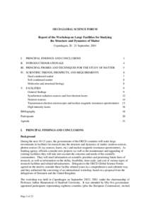 OECD GLOBAL SCIENCE FORUM  Report of the Workshop on Large Facilities for Studying the Structure and Dynamics of Matter Copenhagen, [removed]September, 2001