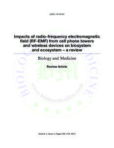 eISSN: [removed]Impacts of radio-frequency electromagnetic field (RF-EMF) from cell phone towers and wireless devices on biosystem and ecosystem – a review