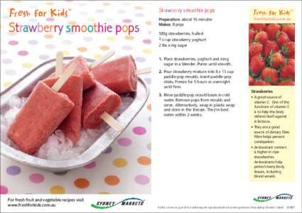 ®  Strawberry smoothie pops Strawberry smoothie pops Preparation: about 10 minutes