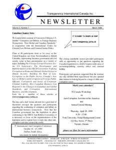 Transparency International Canada Inc.  NEWSLETTER Volume 3, Number 1  March 1999