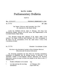 RAJYA SABHA  Parliamentary Bulletin PART-II Nos.: [removed]