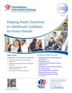 FACTSHEET FOR FAMILIES AprilHelping Youth Transition