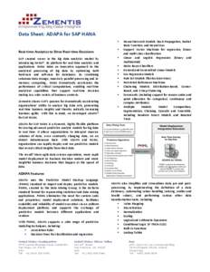    Data	
  Sheet:	
  ADAPA	
  for	
  SAP	
  HANA	
     •