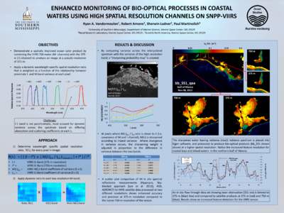 ENHANCED MONITORING OF BIO-OPTICAL PROCESSES IN COASTAL WATERS USING HIGH SPATIAL RESOLUTION CHANNELS ON SNPP-VIIRS Ryan A. Vandermeulen1, Robert Arnone1, Sherwin Ladner2, Paul Martinolich3 1University  of Southern Missi