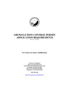 AIR POLLUTION CONTROL PERMIT APPLICATION REQUIREMENTS (Revised[removed]New Sources & Source Modifications