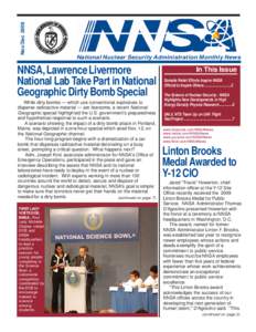 Nov/Dec[removed]National Nuclear Security Administration Monthly News NNSA, Lawrence Livermore National Lab Take Part in National