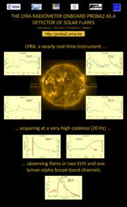 THE LYRA RADIOMETER ONBOARD PROBA2 AS A DETECTOR OF SOLAR FLARES M.Dominique, I. Dammasch, T. Katsiyannis, L. Wauters http://proba2.oma.be