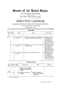 NINETIETH CONGRESS FIRST SESSION-Began January 10, 1967 EXECUTIVE CALENDAR Pre pared under the direction of FRANCIS R. VALEO, Secretary of the Senate By GERALD A. HACKETT, Executive Clerk