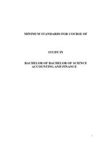 MINIMUM STANDARDS FOR COURSE OF  STUDY IN BACHELOR OF BACHELOR OF SCIENCE ACCOUNTING AND FINANCE