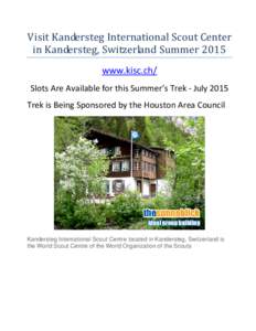 Scouting and Guiding in Switzerland / Kandersteg International Scout Centre / Kandersteg / Passport / Airline / Scouting / Outdoor recreation / Recreation