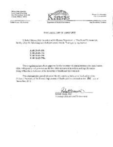 K.A.R[removed], 750, 750a  Amended Regulations & Regulatory Impact Statement