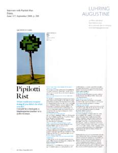 Interview with Pipilotti Rist. Frieze. Issue 117, September 2008, p. 208 