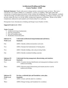 Architectural Drafting and Design Course Number: 21103 Rationale Statement: People with careers in design and pre-construction create our future. They turn a concept into a set of plans whether it’s a component, a syst