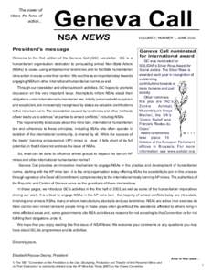 The power of ideas, the force of action... Geneva Call NSA NEWS