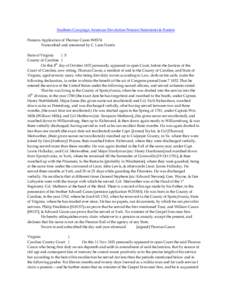 Southern Campaign American Revolution Pension Statements & Rosters Pension Application of Thomas Cason W8574 Transcribed and annotated by C. Leon Harris State of Virginia } S County of Caroline }