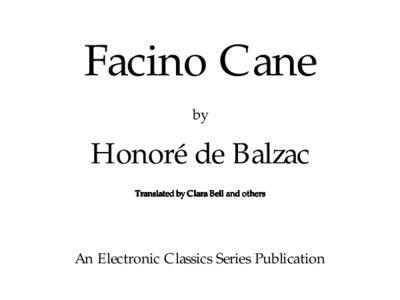 Fiction / French people / Books of La Comédie humaine / Facino Cane / Honoré de Balzac