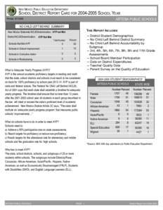 NEW MEXICO PUBLIC EDUCATION DEPARTMENT  SCHOOL DISTRICT REPORT CARD FOR[removed]SCHOOL YEAR Printed: [removed]ARTESIA PUBLIC SCHOOLS