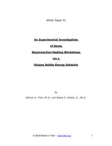 White Paper XI  An Experimental Investigation of Some Reconnective-Healing Workshops via a